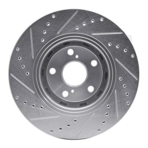 Toyota Venza Brake Rotor (1) - Front Right - R1 Concepts - Drilled & Slotted - Silver - `09-`15